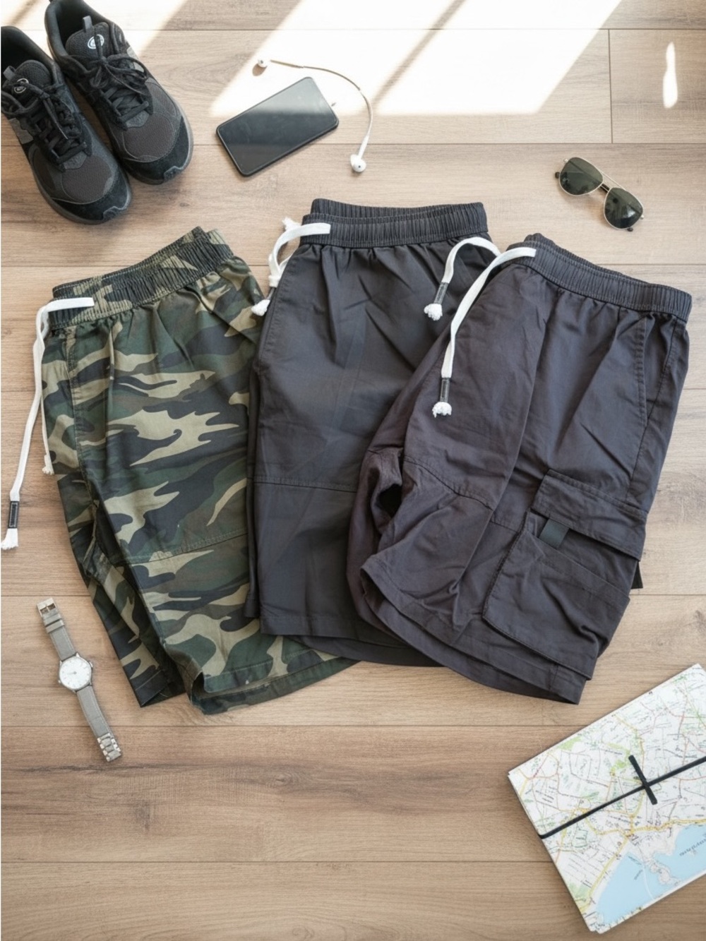 Amazon Men's Cargo Shorts - Black & Camo